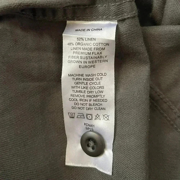 Quince Cotton Linen Twill Long Sleeve Coverall Jumpsuit - Charcoal Gray - Size S - Picture 7 of 7